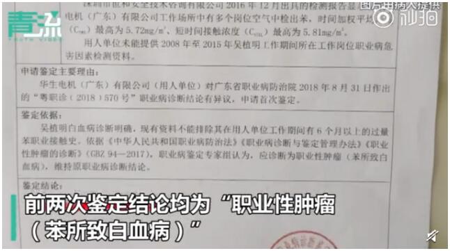 深圳汽配廠白血病事件 工人被鑒定為職業性腫瘤